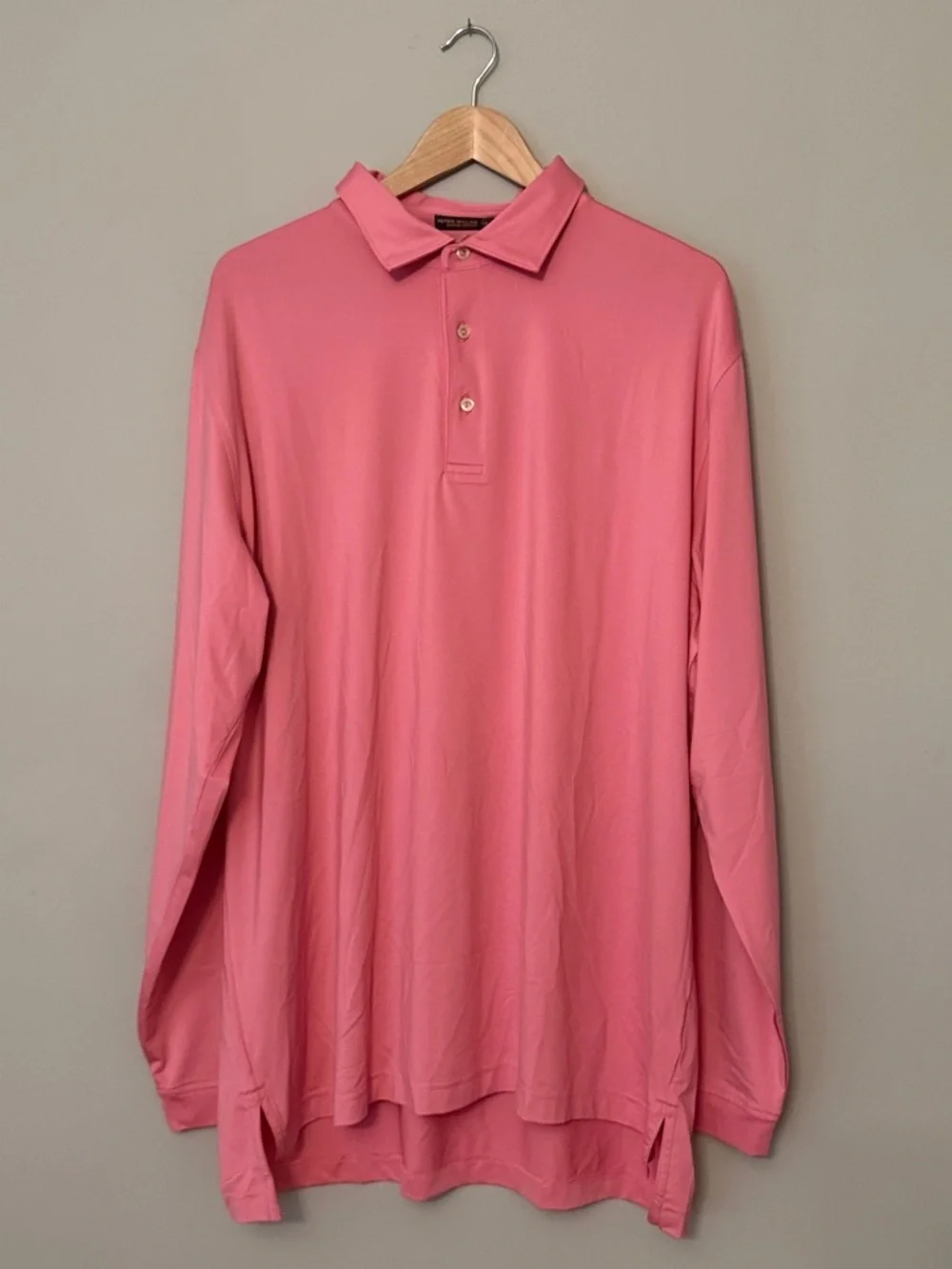 Peter Millar Summer Comfort Pink Long Sleeve Polo Shirt XL Performance Stretch